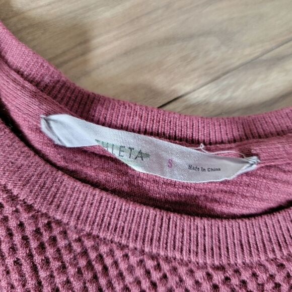 Athleta Thermal Honeycomb Split Hem Crewneck Merino Wool Pullover Sweater Rust - Picture 8 of 15